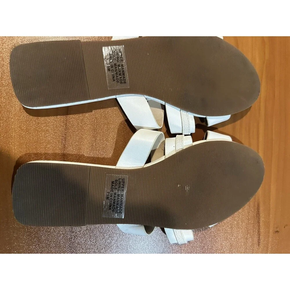 Ann Taylor Factory White Cage Slides with Gold Ring Detail - Size 7.5